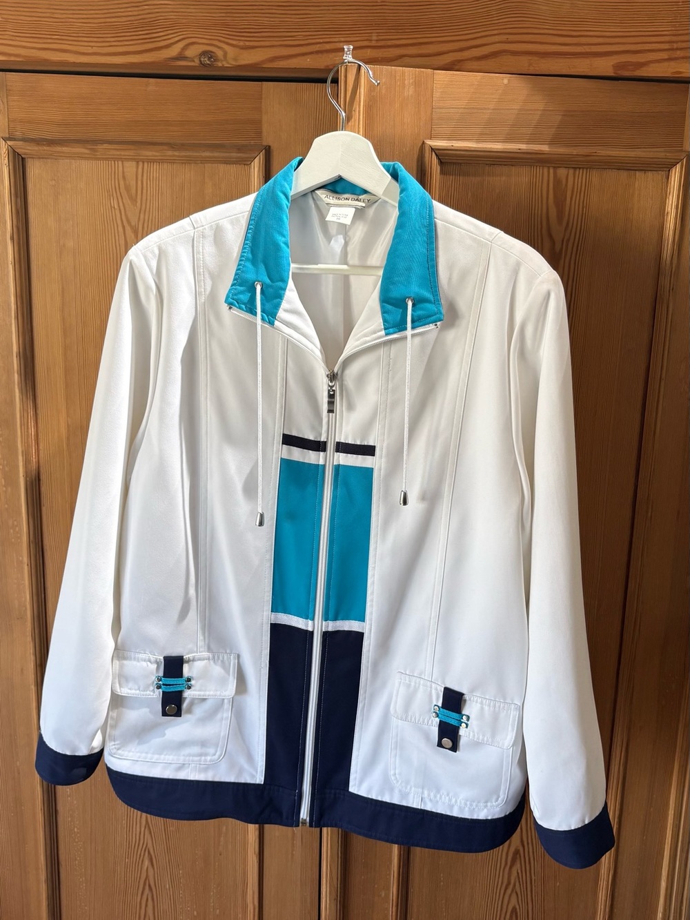 Allison Daley Vintage Retro Colorblock Full Zip Jacket Size 16